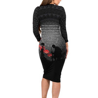 Cook Islands ANZAC Day Family Matching Long Sleeve Bodycon Dress and Hawaiian Shirt Soldier Silhouette Remembrance