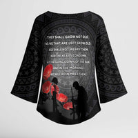 Cook Islands ANZAC Day Kimono Sleeve Blouse Soldier Silhouette Remembrance LT05 - Polynesian Pride