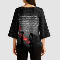 Cook Islands ANZAC Day Kimono Sleeve Blouse Soldier Silhouette Remembrance LT05 - Polynesian Pride