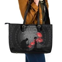 Cook Islands ANZAC Day Leather Tote Bag Soldier Silhouette Remembrance LT05 - Polynesian Pride