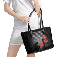 Cook Islands ANZAC Day Leather Tote Bag Soldier Silhouette Remembrance LT05 - Polynesian Pride