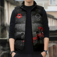 Cook Islands ANZAC Day Sleeveless Puffer Jacket Soldier Silhouette Remembrance LT05 - Polynesian Pride