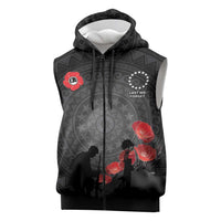 Cook Islands ANZAC Day Sleeveless Zip Hoodie Soldier Silhouette Remembrance LT05 Black - Polynesian Pride