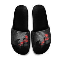 Cook Islands ANZAC Day Slide Sandals Soldier Silhouette Remembrance LT05 Black - Polynesian Pride