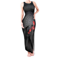 Cook Islands ANZAC Day Tank Maxi Dress Soldier Silhouette Remembrance LT05 Women Black - Polynesian Pride