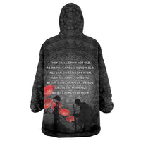 Cook Islands ANZAC Day Wearable Blanket Hoodie Soldier Silhouette Remembrance LT05 - Polynesian Pride
