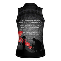 Cook Islands ANZAC Day Women Sleeveless Polo Shirt Soldier Silhouette Remembrance LT05 - Polynesian Pride
