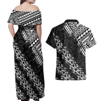 Hawaii Papakolea Born And Raised Couples Matching Off Shoulder Maxi Dress and Hawaiian Shirt Hawaiian Tribal Pattern LT05 - Polynesian Pride