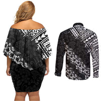Hawaii Papakolea Born And Raised Couples Matching Off Shoulder Short Dress and Long Sleeve Button Shirt Hawaiian Tribal Pattern LT05 - Polynesian Pride