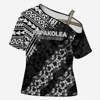 Hawaii Papakolea Born And Raised Cross Shoulder Shirt Hawaiian Tribal Pattern LT05 Female Black - Polynesian Pride