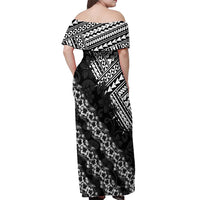 Hawaii Papakolea Born And Raised Off Shoulder Maxi Dress Hawaiian Tribal Pattern LT05 - Polynesian Pride