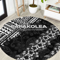Hawaii Papakolea Born And Raised Round Carpet Hawaiian Tribal Pattern LT05 Black - Polynesian Pride