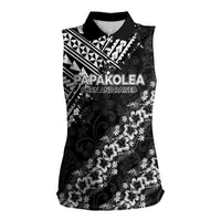 Hawaii Papakolea Born And Raised Women Sleeveless Polo Shirt Hawaiian Tribal Pattern LT05 Female Black - Polynesian Pride