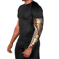 Plumeria With Brown Polynesian Tattoo Pattern Arm Sleeves - Polynesian Pride
