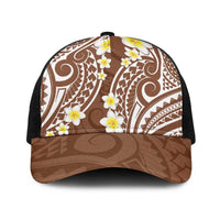 Plumeria With Brown Polynesian Tattoo Pattern Baseball Net Cap LT05 One Size Black Brown - Polynesian Pride