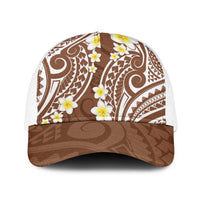 Plumeria With Brown Polynesian Tattoo Pattern Baseball Net Cap LT05 One Size White Brown - Polynesian Pride