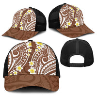 Plumeria With Brown Polynesian Tattoo Pattern Baseball Net Cap LT05 - Polynesian Pride