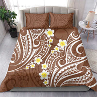 Plumeria With Brown Polynesian Tattoo Pattern Bedding Set LT05 - Polynesian Pride