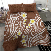 Plumeria With Brown Polynesian Tattoo Pattern Bedding Set LT05 - Polynesian Pride