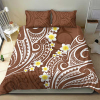 Plumeria With Brown Polynesian Tattoo Pattern Bedding Set LT05 - Polynesian Pride