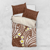 Plumeria With Brown Polynesian Tattoo Pattern Bedding Set LT05 US Twin 172cm x 218cm Brown - Polynesian Pride