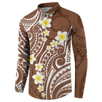 Plumeria With Brown Polynesian Tattoo Pattern Button Sweatshirt LT05 - Polynesian Pride