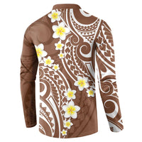 Plumeria With Brown Polynesian Tattoo Pattern Button Sweatshirt LT05 - Polynesian Pride