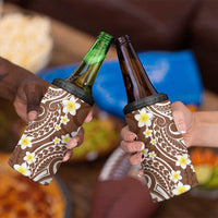 Plumeria With Brown Polynesian Tattoo Pattern 4 in 1 Can Cooler Tumbler