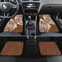 Plumeria With Brown Polynesian Tattoo Pattern Car Mats LT05 Set 4pcs Brown - Polynesian Pride