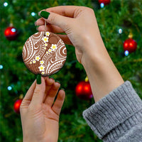 Plumeria With Brown Polynesian Tattoo Pattern Ceramic Ornament LT05 - Polynesian Pride