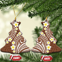 Plumeria With Brown Polynesian Tattoo Pattern Ceramic Ornament LT05 Christmas Tree Brown - Polynesian Pride