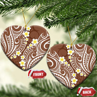 Plumeria With Brown Polynesian Tattoo Pattern Ceramic Ornament LT05 Heart Brown - Polynesian Pride