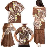 Plumeria With Brown Polynesian Tattoo Pattern Family Matching Puletasi and Hawaiian Shirt LT05 - Polynesian Pride