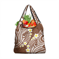 Plumeria With Brown Polynesian Tattoo Pattern Grocery Bag LT05 1-pack One Size Brown - Polynesian Pride