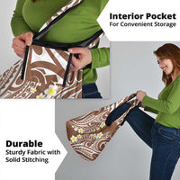 Plumeria With Brown Polynesian Tattoo Pattern Grocery Bag LT05 - Polynesian Pride
