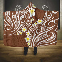 Plumeria With Brown Polynesian Tattoo Pattern Hooded Blanket LT05 - Polynesian Pride