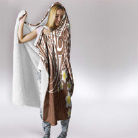 Plumeria With Brown Polynesian Tattoo Pattern Hooded Blanket LT05 - Polynesian Pride
