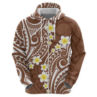 Plumeria With Brown Polynesian Tattoo Pattern Hoodie