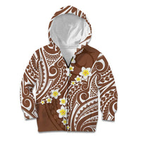 Plumeria With Brown Polynesian Tattoo Pattern Kid Hoodie