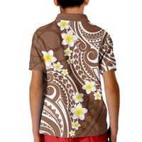 Plumeria With Brown Polynesian Tattoo Pattern Kid Polo Shirt