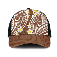 Plumeria With Brown Polynesian Tattoo Pattern Mesh Trucker Cap LT05 One Size Black Brown - Polynesian Pride