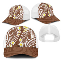 Plumeria With Brown Polynesian Tattoo Pattern Mesh Trucker Cap LT05 - Polynesian Pride