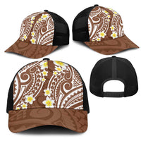 Plumeria With Brown Polynesian Tattoo Pattern Mesh Trucker Cap LT05 - Polynesian Pride