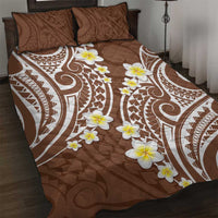 Plumeria With Brown Polynesian Tattoo Pattern Quilt Bed Set LT05 Brown - Polynesian Pride