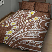 Plumeria With Brown Polynesian Tattoo Pattern Quilt Bed Set LT05 - Polynesian Pride