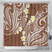 Plumeria With Brown Polynesian Tattoo Pattern Shower Curtain