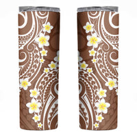 Plumeria With Brown Polynesian Tattoo Pattern Skinny Tumbler LT05 Brown - Polynesian Pride