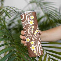 Plumeria With Brown Polynesian Tattoo Pattern Skinny Tumbler LT05 - Polynesian Pride
