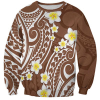 Plumeria With Brown Polynesian Tattoo Pattern Sweatshirt LT05 Unisex Brown - Polynesian Pride