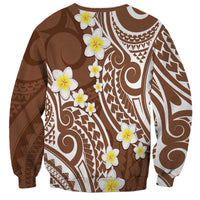 Plumeria With Brown Polynesian Tattoo Pattern Sweatshirt LT05 - Polynesian Pride